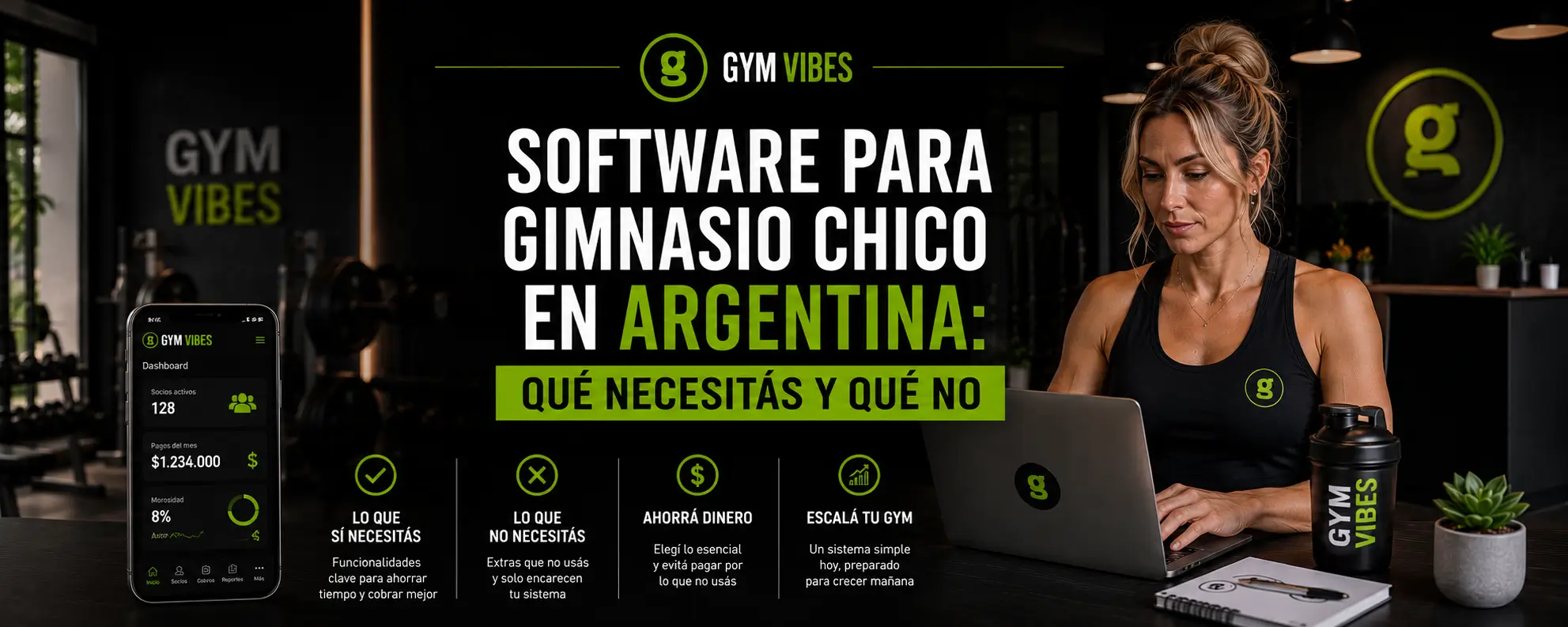 chica usando software en su gimnasio
