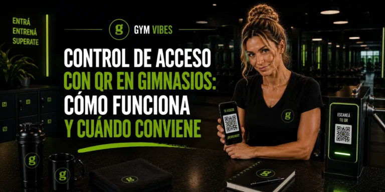 mujer controlando accesos de socios de gimnasion con QR