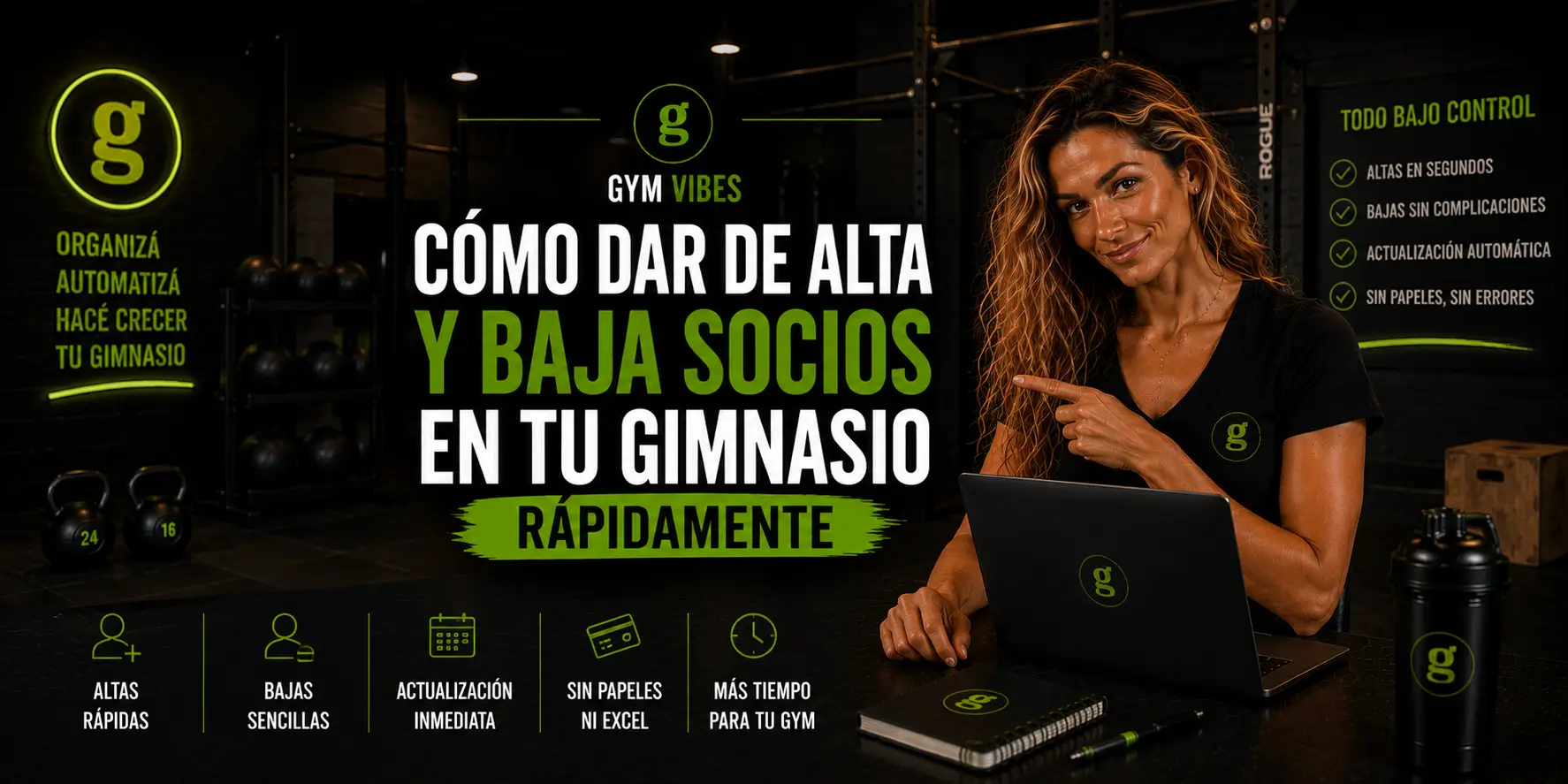 persona dando de alta a un socio son el software gymvibes
