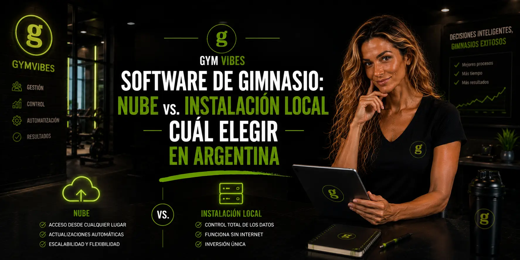 dueño de gym decidiendo por software en la nube