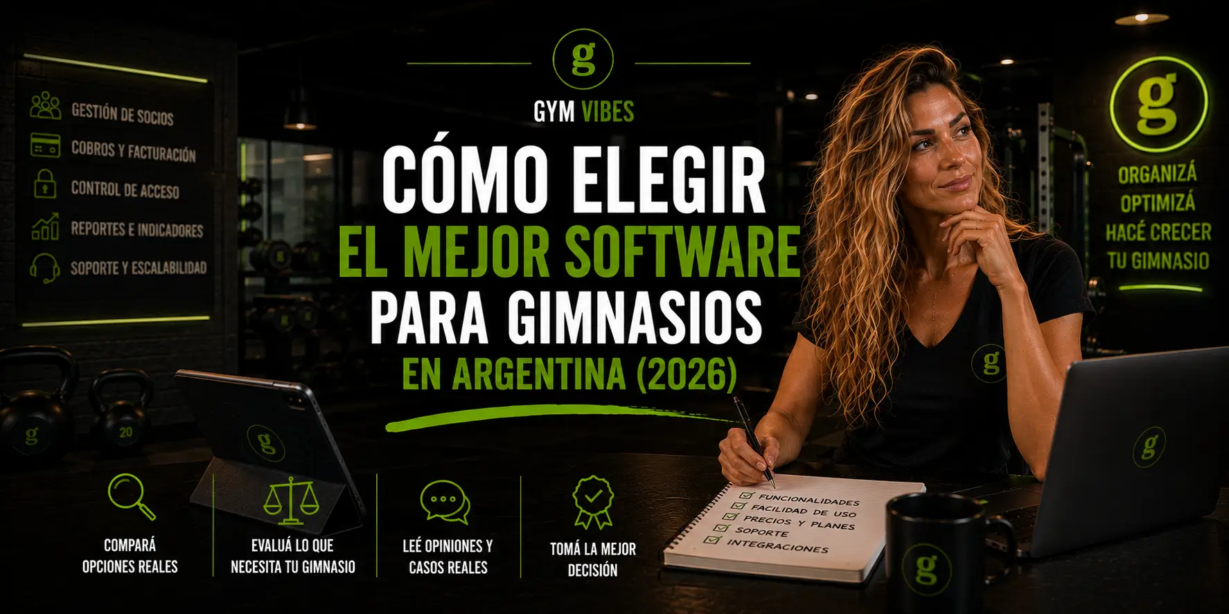 mujer elijiendo software para gimnasios